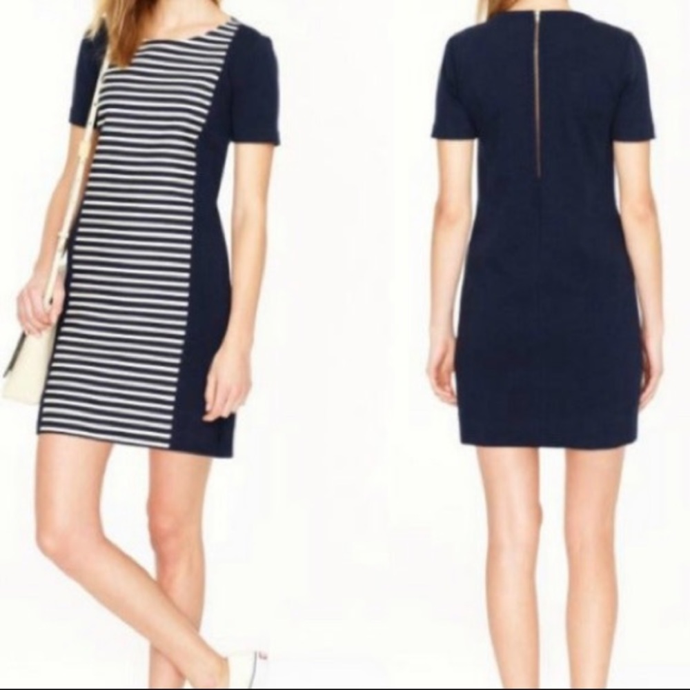 J. Crew Navy striped panel dress